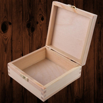 Woodeedoo Small Square Decorative Wooden Box With Hinged Lid & Clasp For Trinkets Keepsakes Jewellery Crafts Gifts 14X14X6Cm from B&Q