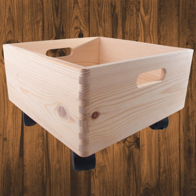 Woodeedoo Square Wooden Underbed Storage Box On Wheels Plain Pine Crate Diy Open Top Chest With Handles Home Organiser 30X30x19 Cm 30Cm