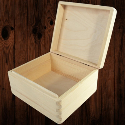 Woodeedoo Wooden Storage Box With Lid Unfinished Pine Memory Gift Craft Keepsake Trinket Box Decorative Wood Case 21X19X10.5Cm from B&Q