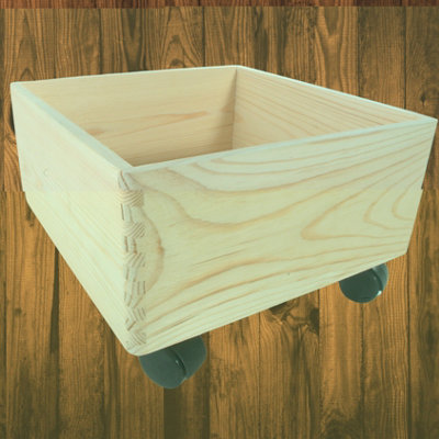 Woodeedoo Wheeled Square Wooden Crate Stackable Open Box Unfinished Pine Organiser Crafts Toys Pantry Diy Storage 30X30X19 Cm from B&Q