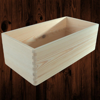 Woodeedoo Narrow Wooden Storage Crate Stackable Open Top Box Pine Organiser Shelf Cupboard Pantry Diy Craft 40 X 20 X 14 Cm from B&Q