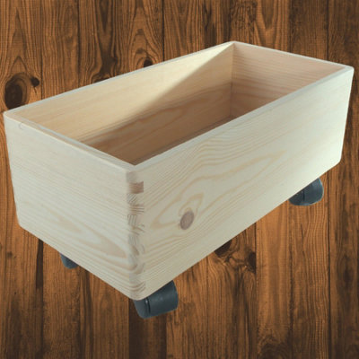 Woodeedoo Narrow Wooden Crate On Wheels Open Box Pine Organiser For Underbed Pantry Cupboard Shelf Craft Diy Storage 40X20X19Cm from B&Q