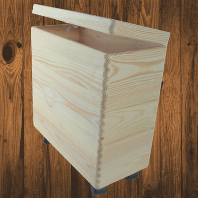 Woodeedoo 3 Tier Wooden Storage Unit With Lid Wheels Stackable Crates Narrow Pine Organiser Utility Bathroom 40 X 20 X 45 Cm from B&Q