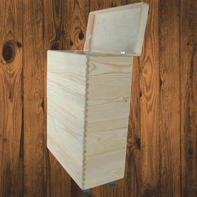 Woodeedoo 4 Tier Wooden Storage Tower Lid & Wheels Stackable Crates Tall Slim Pine Organiser Kitchen Office Craft 40X20X58 Cm from B&Q