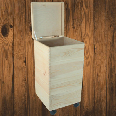 Woodeedoo 4 Tier Square Wooden Storage Box With Lid And Wheels Decorative Furniture Crate Tower For Bedroom Hallway 30X30X58 Cm from B&Q