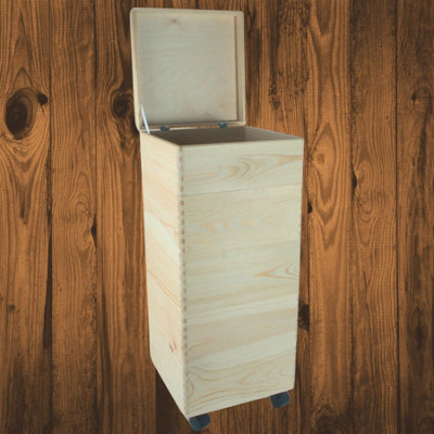 Woodeedoo 5 Tier Square Wooden Storage Box Stack With Lid And Wheels Tall Furniture Style Crate Tower For Home 30 X 30 X 71 Cm from B&Q