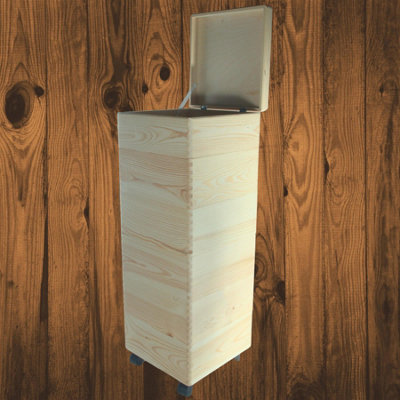 Woodeedoo 6 Tier Square Wooden Storage Tower With Lid And Wheels Pine Box Stack For Decorative Home Organisation 30 X 30 X 84 Cm from B&Q