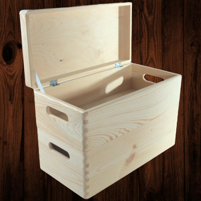 Woodeedoo 2 Tier Long Wooden Storage Box Set With Lid And Handles For Narrow Shelf Cupboard Or Utility Use 40 X 20 X 27.5 Cm from B&Q