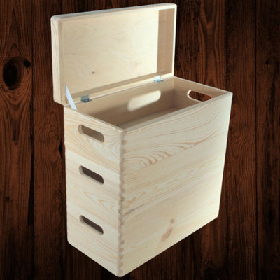 Woodeedoo 3 Tier Long Wooden Crate Storage Unit With Lid And Handles For Hallway Shelf Or Laundry Use 40 X 20 X 40.5 Cm from B&Q