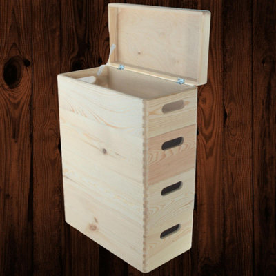 Woodeedoo 4 Tier Long Wooden Crate Storage Unit With Lid And Handles For Sideboards Cupboards Or Office Use 40 X 20 X 53.5 Cm from B&Q