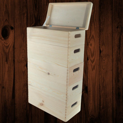 Woodeedoo 5 Tier Long Wooden Storage Box Set With Lid And Handles For Drawer Inserts Utility Shelves Or Studio Use 40X20X66.5 Cm from B&Q