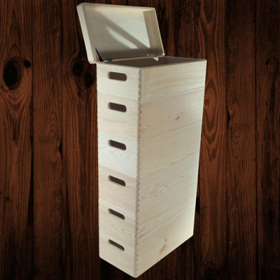 Woodeedoo 6 Tier Long Wooden Storage Crate Tower With Lid And Handles For Craft Studio Tall Shelf Or Cupboard Use 40X20X79.5 Cm from B&Q