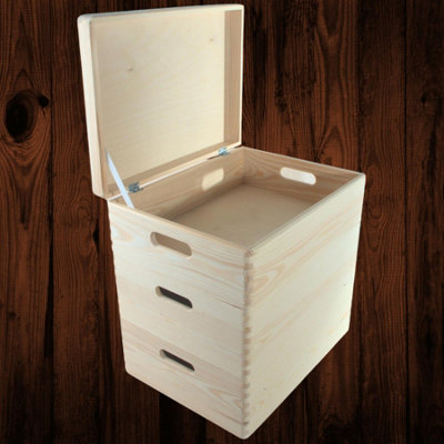 Woodeedoo 3 Tier Large Wooden Box Set With Lid And Handles Stackable Wide Storage Crates Shelf Desk Entryway 40 X 30 X 40.5 Cm from B&Q
