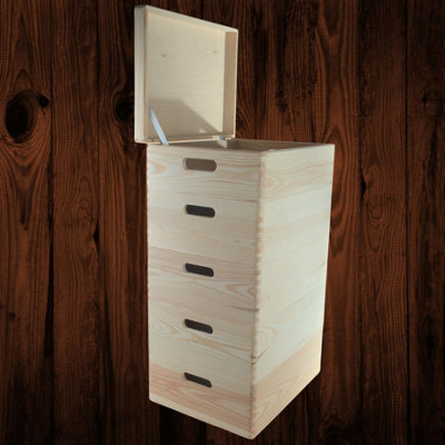 Woodeedoo 5 Tier Wooden Storage Box Set With Lid & Handles Stackable Crate Tower Tray Desk Shelf Modular Unit 40 X 30 X 66.5 Cm from B&Q