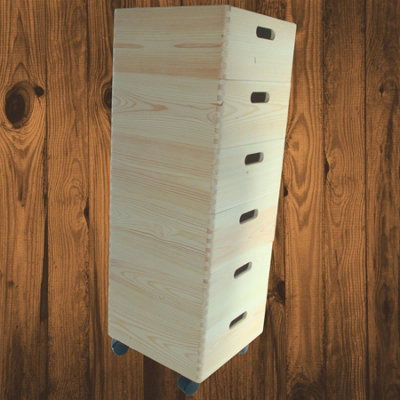 Woodeedoo 6 Tier Square Wooden Storage Box Set On Wheels Stackable Pine Crates For Utility Storage Organisation 30 X 30 X 83.5 Cm from B&Q