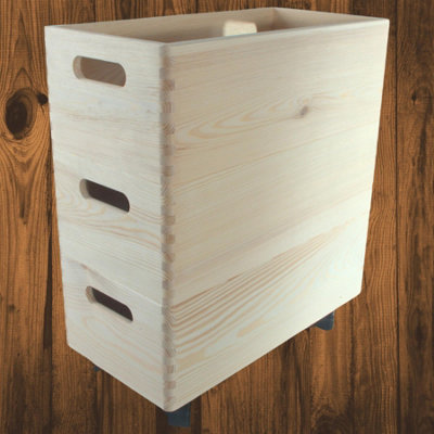 Woodeedoo 3 Tier Wooden Storage Tower On Wheels Stackable Narrow Pine Crates For Craft Kitchen Bathroom Utility 40X20X44.5 Cm from B&Q