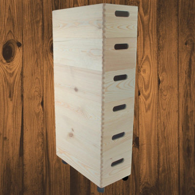 Woodeedoo 6 Tier Wooden Storage Crate Tower On Wheels Stackable Narrow Pine Boxes For Bathroom Kitchen Pantry 40 X 20 X 83.5 Cm from B&Q