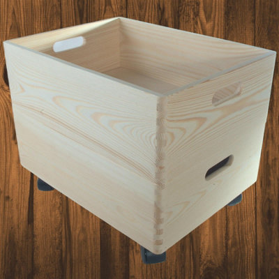 Woodeedoo 2 Tier Shallow Wooden Storage Box Set On Wheels Stackable Wide Diy Pine Crates Shelf Kitchen Organisation 40X30X31.5 Cm from B&Q