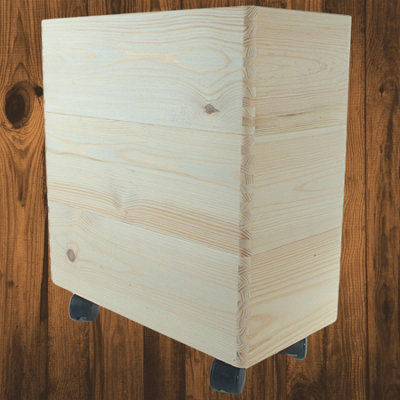 Woodeedoo 3 Tier Narrow Wooden Crate Tower On Wheels Stackable Pine Boxes With Flush Sides Kitchen Shelf Desk Utility 40X20X44.5Cm from B&Q