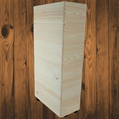Woodeedoo 6 Tier Narrow Wooden Crate Tower With Flat Profile Sides Stackable Storage Unit With Wheels For Indoor Use 40X20X83.5 Cm from B&Q
