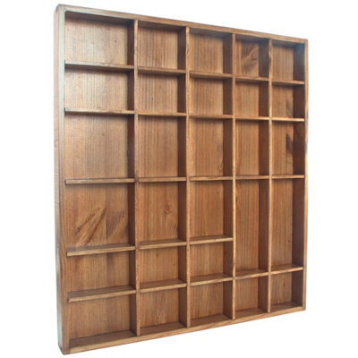 Woodeedoo Wooden Shadow Box Shelf Cedar Satin With 28 Compartments For Miniatures Curios Trinkets Crystals Keepsakes And Figurines from B&Q