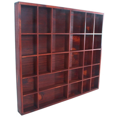 Woodeedoo Wooden Shadow Box Shelf Mahogany Gloss Stain With 28 Compartments For Miniatures Curios Trinkets Crystals Keepsakes And Figurines from B&Q