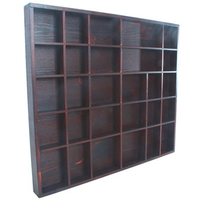 Woodeedoo Wooden Shadow Box Shelf Teak Matt With 28 Compartments For Miniatures Curios Trinkets Crystals Keepsakes And Figurines from B&Q