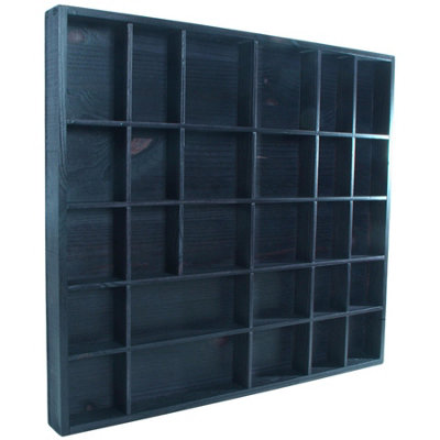 Woodeedoo Wooden Shadow Box Shelf Black Satin With 28 Compartments For Miniatures Curios Trinkets Crystals Keepsakes And Figurines from B&Q