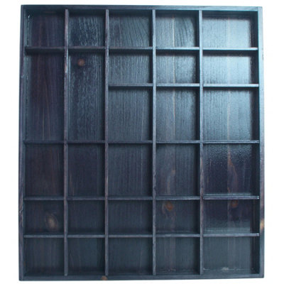 Woodeedoo Wooden Shadow Box Shelf Grey Gloss Stain With 28 Compartments For Miniatures Curios Trinkets Crystals Keepsakes And Figurines from B&Q