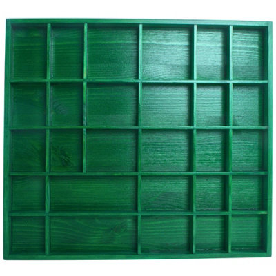 Woodeedoo Wooden Shadow Box Shelf Green Gloss Stain With 28 Compartments For Miniatures Curios Trinkets Crystals Keepsakes And Figurines from B&Q