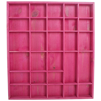 Woodeedoo Wooden Shadow Box Shelf Pink Matt With 28 Compartments For Miniatures Curios Trinkets Crystals Keepsakes And Figurines from B&Q