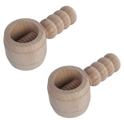 Woodeedoo Wooden Nut Cracker Pack Of 2 Beech Wood Screw Press Barrel Style Manual Walnut Hazelnut Pecan Cracking Tools 13X6X6 Cm from B&Q