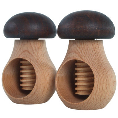 Woodeedoo Wooden Nut Cracker Pack Of 2 Mushroom Design Dark Brown Cap Beech Wood Screw Press Walnut Hazelnut Cracking Tools from B&Q