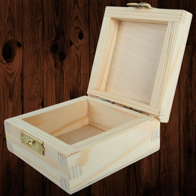 Woodeedoo Small Square Wooden Box Keepsake Storage Organiser For Jewellery Trinkets Crafts Diy Gift Packaging 8.5 X 8.5 X 4 Cm from B&Q