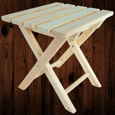 Woodeedoo Wooden Folding Stool Compact Portable Camping Chair Small Footstool Decorative Paintable Seat Natural Unfinished Pine from B&Q