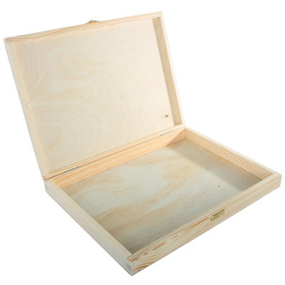 Woodeedoo Shallow Wooden Box With Lid And Clasp 34X25X4 Cm A4 Keepsake Case Holder from B&Q