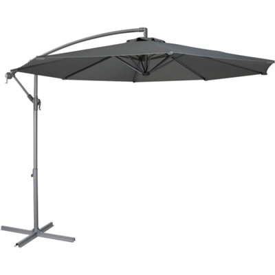 B&Q -  Easy Open 3M Banana Parasol GreyGarden Dining Umbrella Patio Cover Canopy