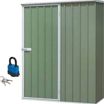 Loops Durable 150X80Cm Galvanised Steel Garden Shed - Secure Outdoor Metal Storage Solution In Green