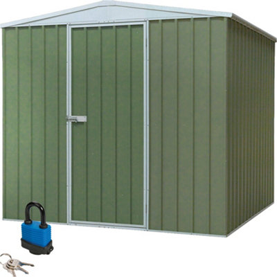 Loops Spacious 230X230Cm Galvanised Steel Garden Shed - Secure Outdoor Metal Storage In Green