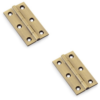 B&Q -  2 PackPair Solid Brass Cabinet Butt Hinge64mmAntique Brass Premium Cupboard