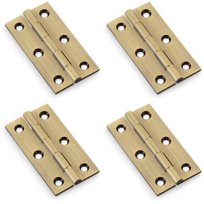 B&Q -  4 PackPair Solid Brass Cabinet Butt Hinge64mmAntique Brass Premium Cupboard