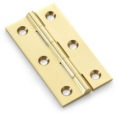 B&Q -  Pair Solid Brass Cabinet Butt Hinge64mmPolished Brass Premium Cupboard