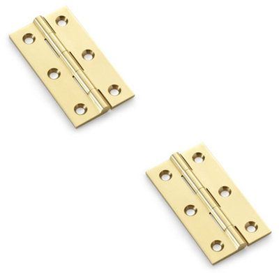 B&Q -  2 PackPair Solid Brass Cabinet Butt Hinge64mmPolished Brass Premium Cupboard