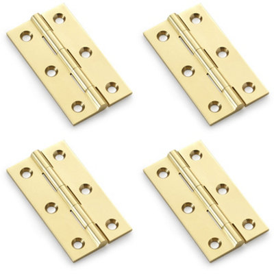 B&Q -  4 PackPair Solid Brass Cabinet Butt Hinge64mmPolished Brass Premium Cupboard