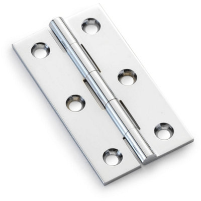 B&Q -  Pair Solid Brass Cabinet Butt Hinge64mmPolished Chrome Premium Cupboard