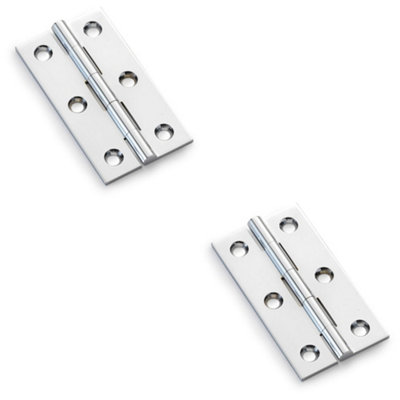 B&Q -  2 PackPair Solid Brass Cabinet Butt Hinge64mmPolished Chrome Premium Cupboard