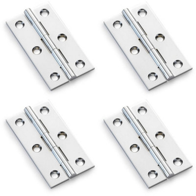 B&Q -  4 PackPair Solid Brass Cabinet Butt Hinge64mmPolished Chrome Premium Cupboard