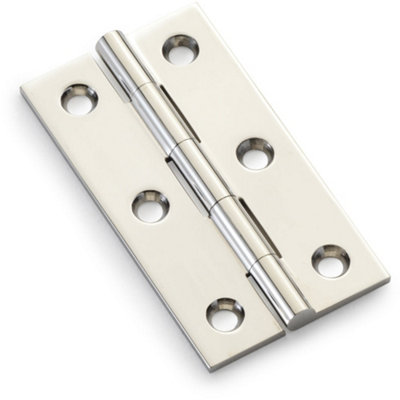 B&Q -  Pair Solid Brass Cabinet Butt Hinge64mmPolished Nickel Premium Cupboard