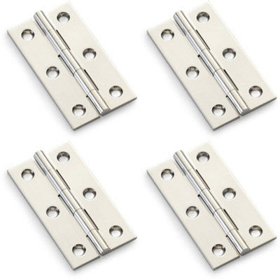 B&Q -  4 PackPair Solid Brass Cabinet Butt Hinge64mmPolished Nickel Premium Cupboard
