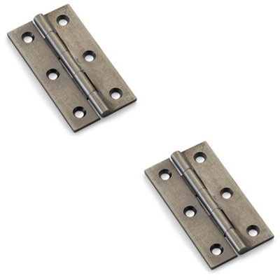 B&Q -  2 PackPair Solid Brass Cabinet Butt Hinge64mmPewter Premium Cupboard Fixings
